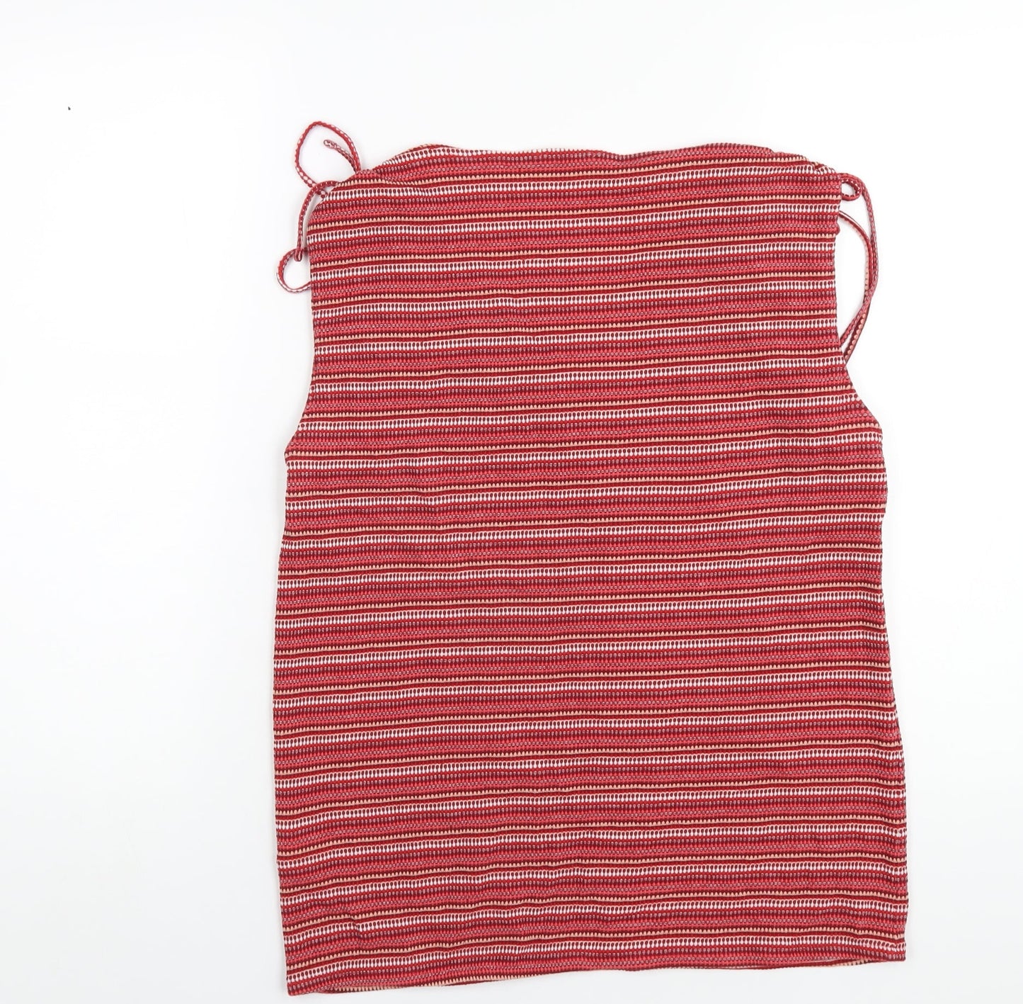 TOM TAILOR Womens Red Striped Cotton Basic Tank Size 2XL V-Neck