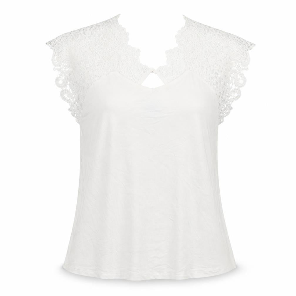 Klass Womens White Viscose Basic T-Shirt Size XL Round Neck