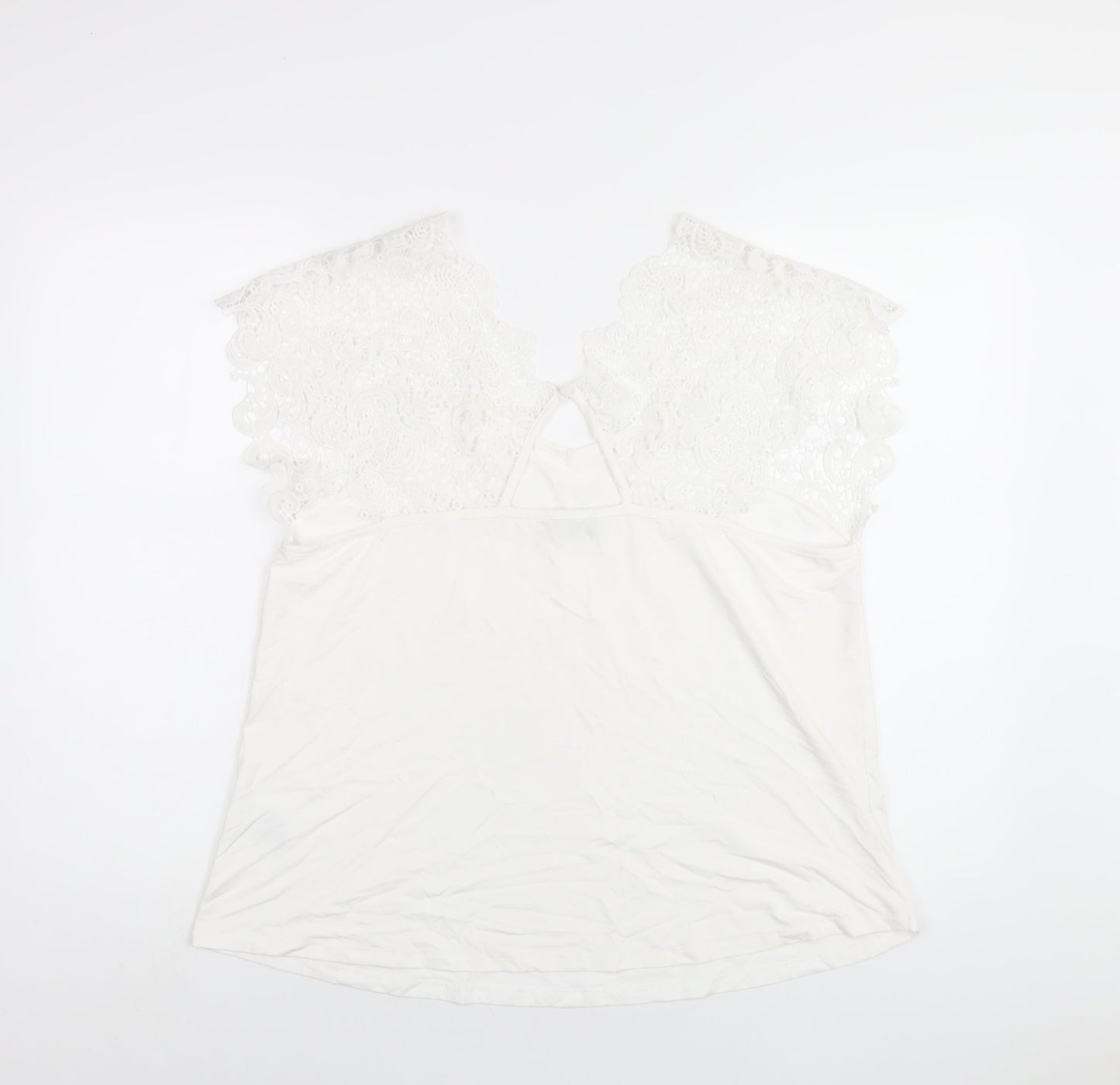 Klass Womens White Viscose Basic T-Shirt Size XL Round Neck