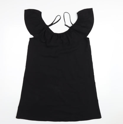 Boohoo Womens Black Polyester A-Line Size 12 Scoop Neck Pullover