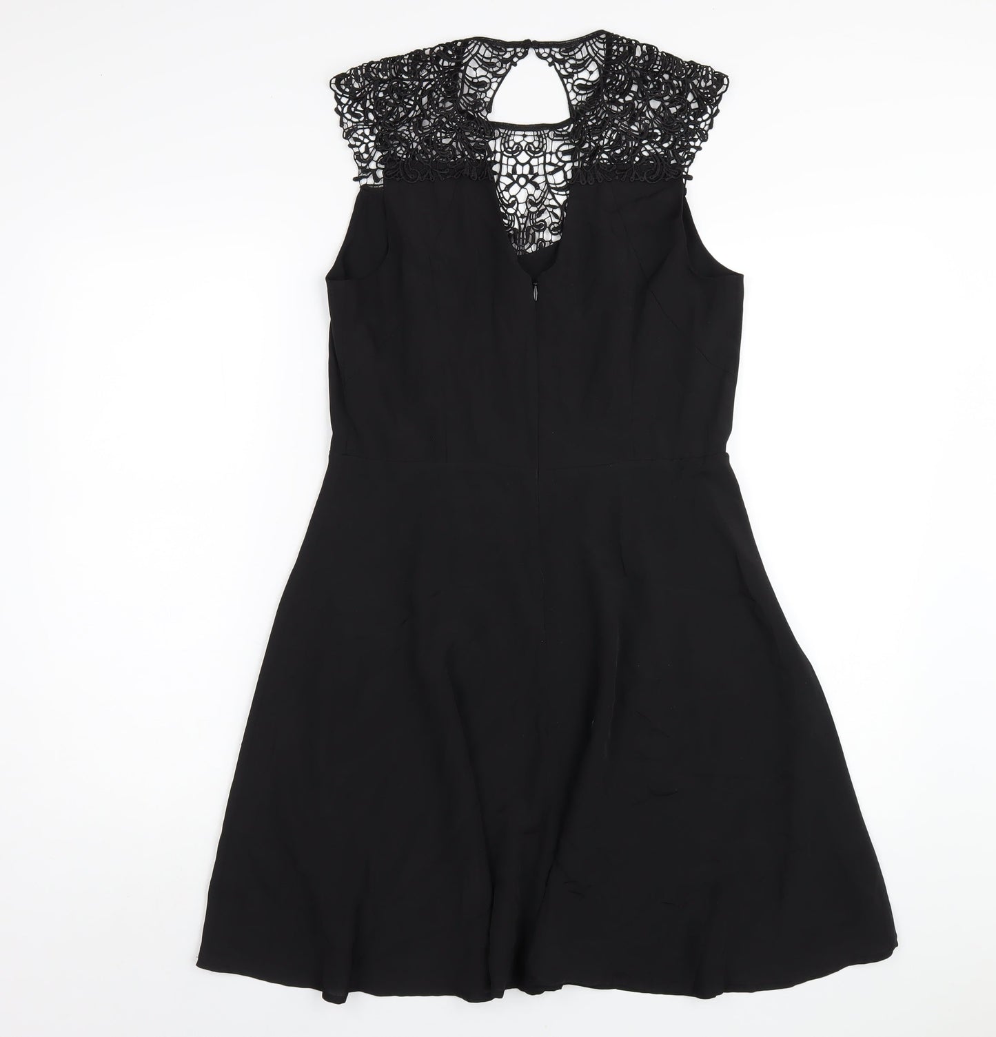 Oasis Womens Black Polyester A-Line Size 12 Round Neck Zip