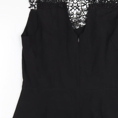 Oasis Womens Black Polyester A-Line Size 12 Round Neck Zip