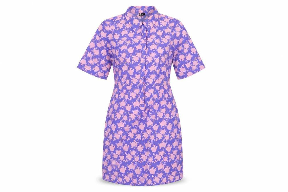 VERO MODA Womens Blue Geometric Polyester Shirt Dress Size S Collared Button
