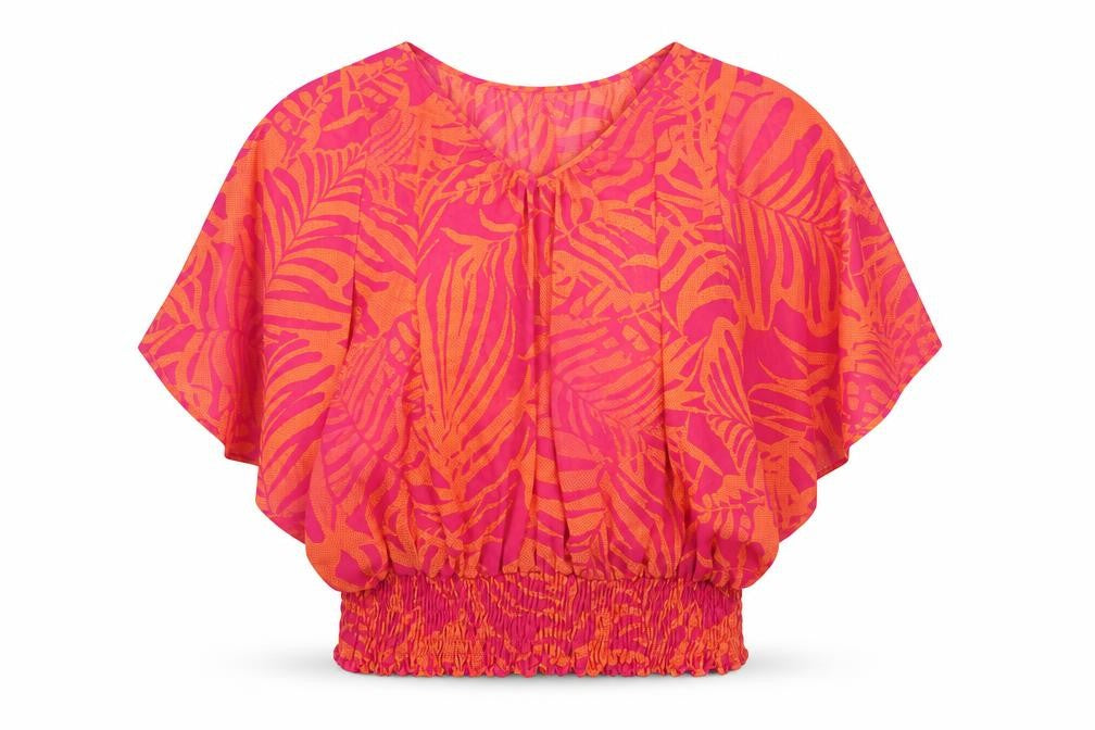 Marks & Spencer Womens Orange Geometric Polyester Basic T-Shirt Size 16 V-Neck