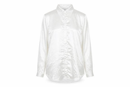 PRETTYLITTLETHING Womens White Polyester Basic Button-Up Size L Collared