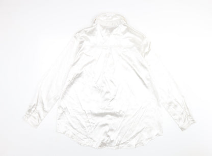 PRETTYLITTLETHING Womens White Polyester Basic Button-Up Size L Collared
