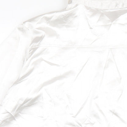 PRETTYLITTLETHING Womens White Polyester Basic Button-Up Size L Collared