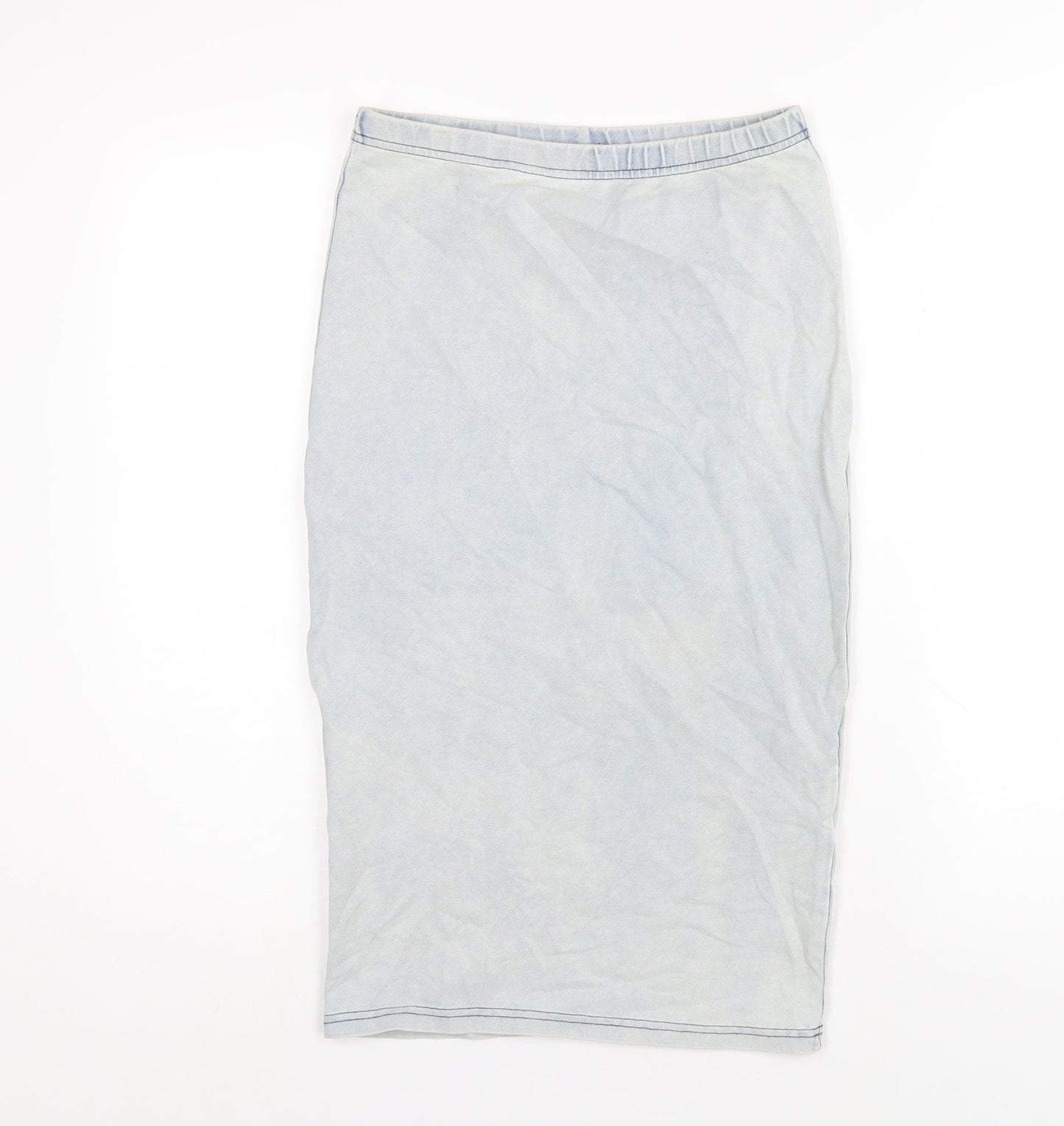 Topshop Womens Blue Cotton Straight & Pencil Skirt Size 8
