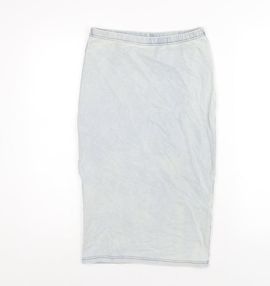 Topshop Womens Blue Cotton Straight & Pencil Skirt Size 8