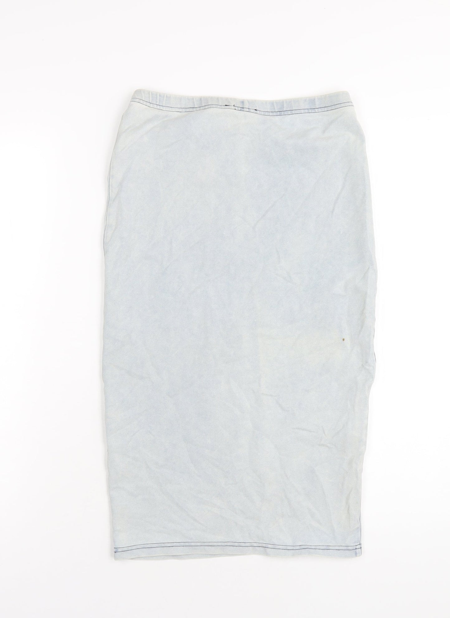 Topshop Womens Blue Cotton Straight & Pencil Skirt Size 8