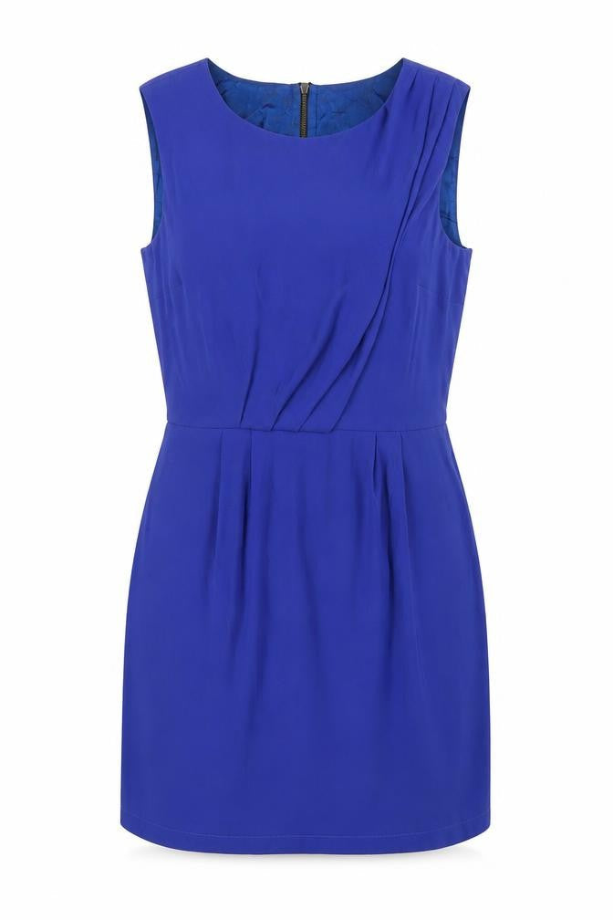 Topshop Womens Blue Polyester A-Line Size 10 Round Neck Zip