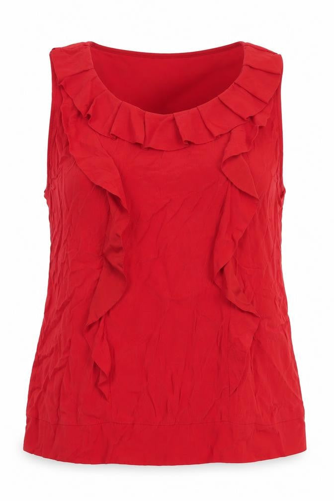 Monsoon Womens Red Viscose Basic Blouse Size 14 Scoop Neck