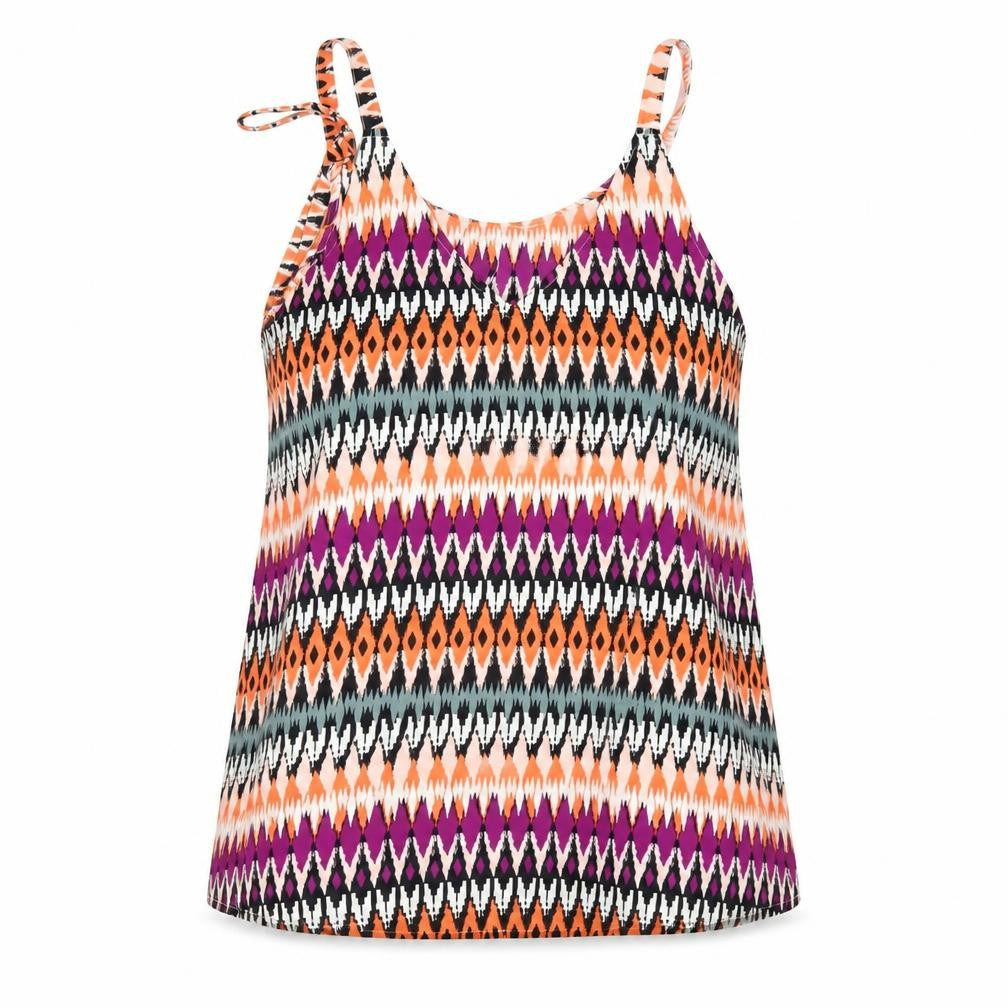 Marks & Spencer Womens Multicoloured Geometric Polyester Camisole T-Shirt Size 10 V-Neck
