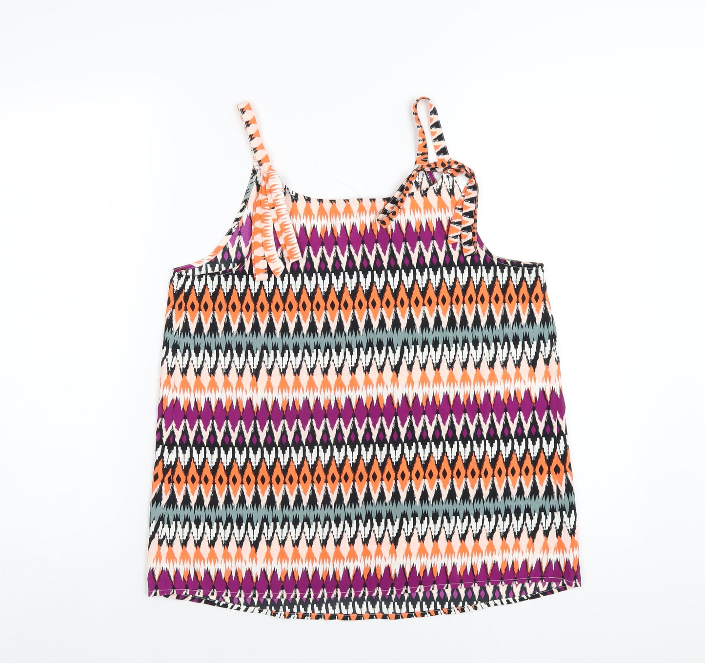 Marks and Spencer Womens Multicoloured Geometric Polyester Camisole T-Shirt Size 10 V-Neck