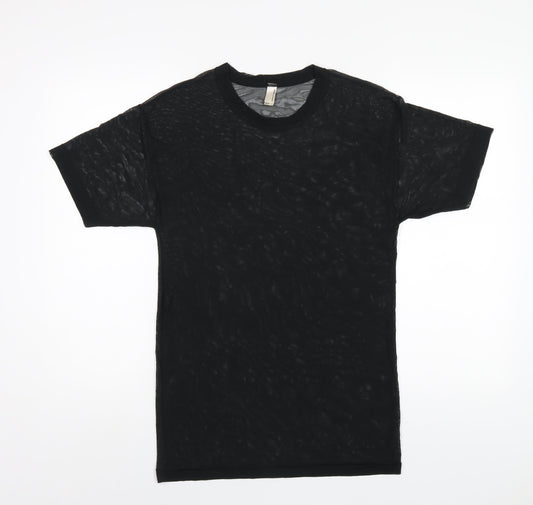 American Apparel Womens Black Polyester Basic T-Shirt Size XS Round Neck