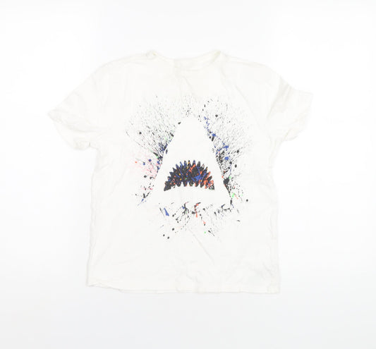 Gap Boys White Cotton Basic T-Shirt Size M Round Neck Pullover