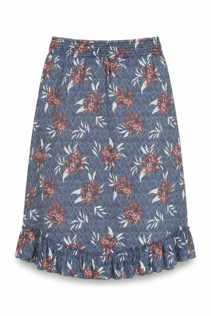 Klass Womens Blue Floral Polyester A-Line Skirt Size 14