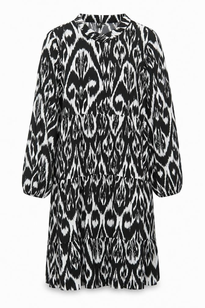 Izabel London Womens Black Geometric Polyester A-Line Size 16 V-Neck Pullover