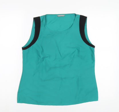 Marks & Spencer Womens Green Polyester Basic Tank Size 12 Round Neck