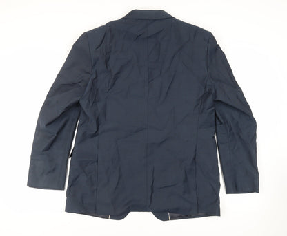 Back view of Autograph men’s blue wool jacket suit jacket, size 44, regular