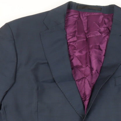 Close-up detail of Autograph men’s blue wool jacket suit jacket, size 44, regular