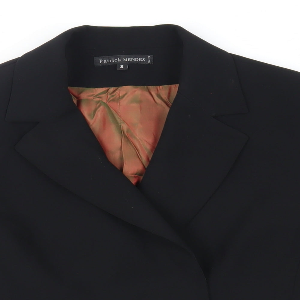 Patrick Mendes Womens Black Jacket Blazer Size M Button