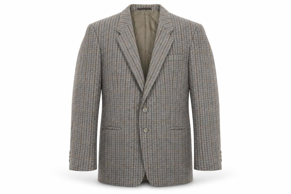 Four Seasons Mens Grey Plaid Jacket Blazer Size 42 Button - Vintage