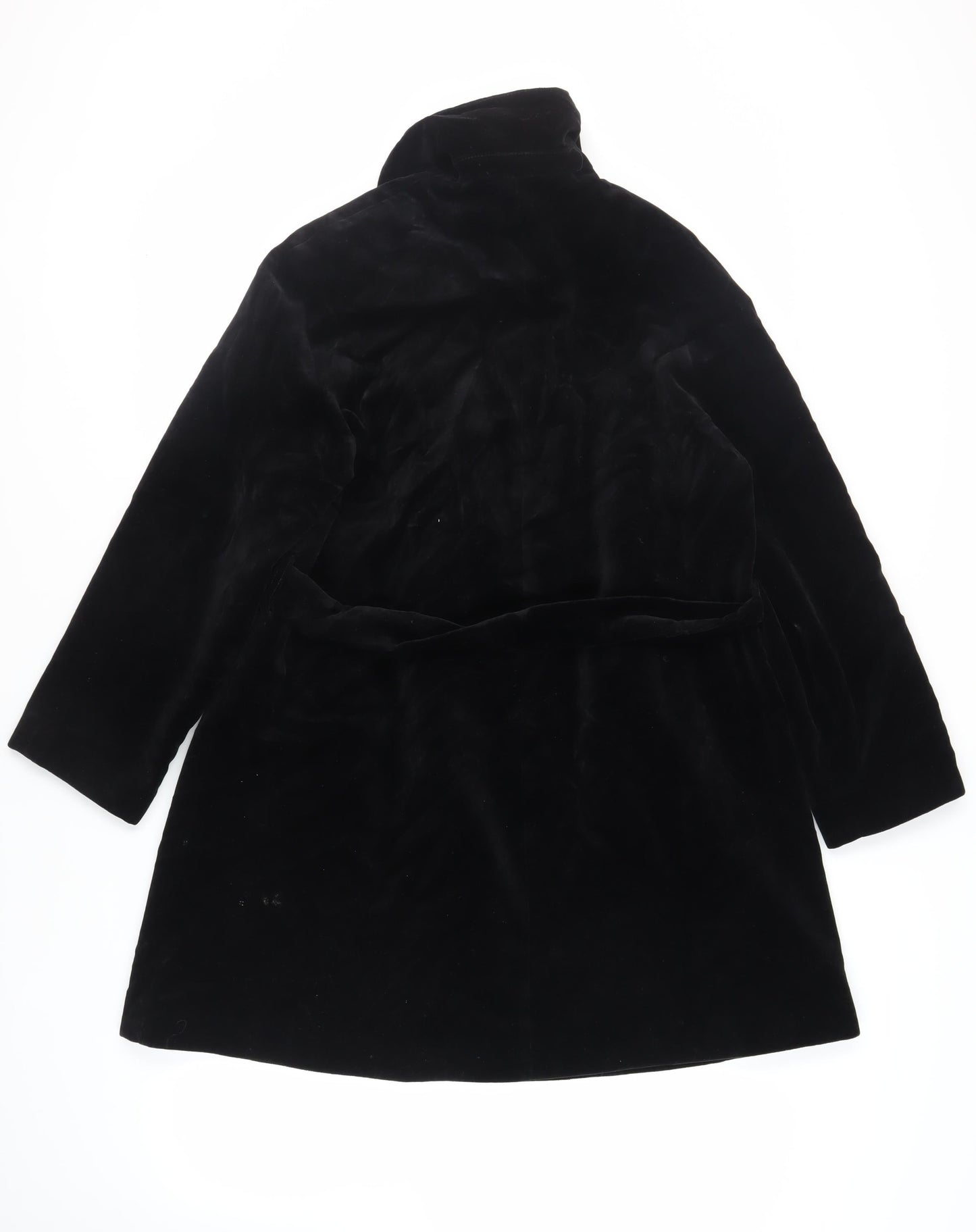 BJHS Womens Black Overcoat Coat Size 10 Button - Belted