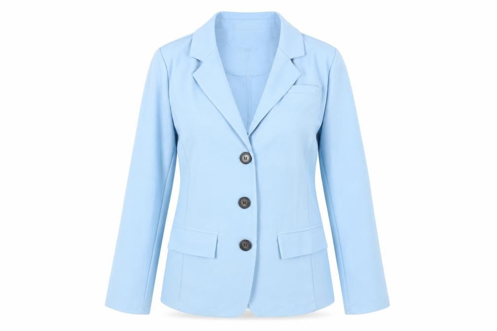 MissLook Womens Blue Jacket Blazer Size M Button - Unlined