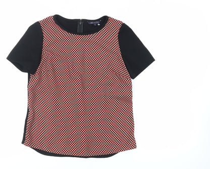 Marks & Spencer Womens Red Geometric Polyester Basic Blouse Size 10 Round Neck