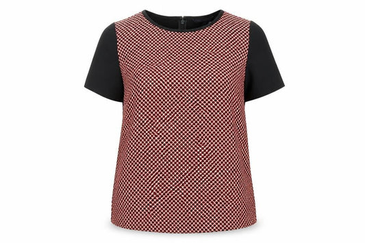 Marks and Spencer Womens Red Geometric Polyester Basic Blouse Size 10 Round Neck