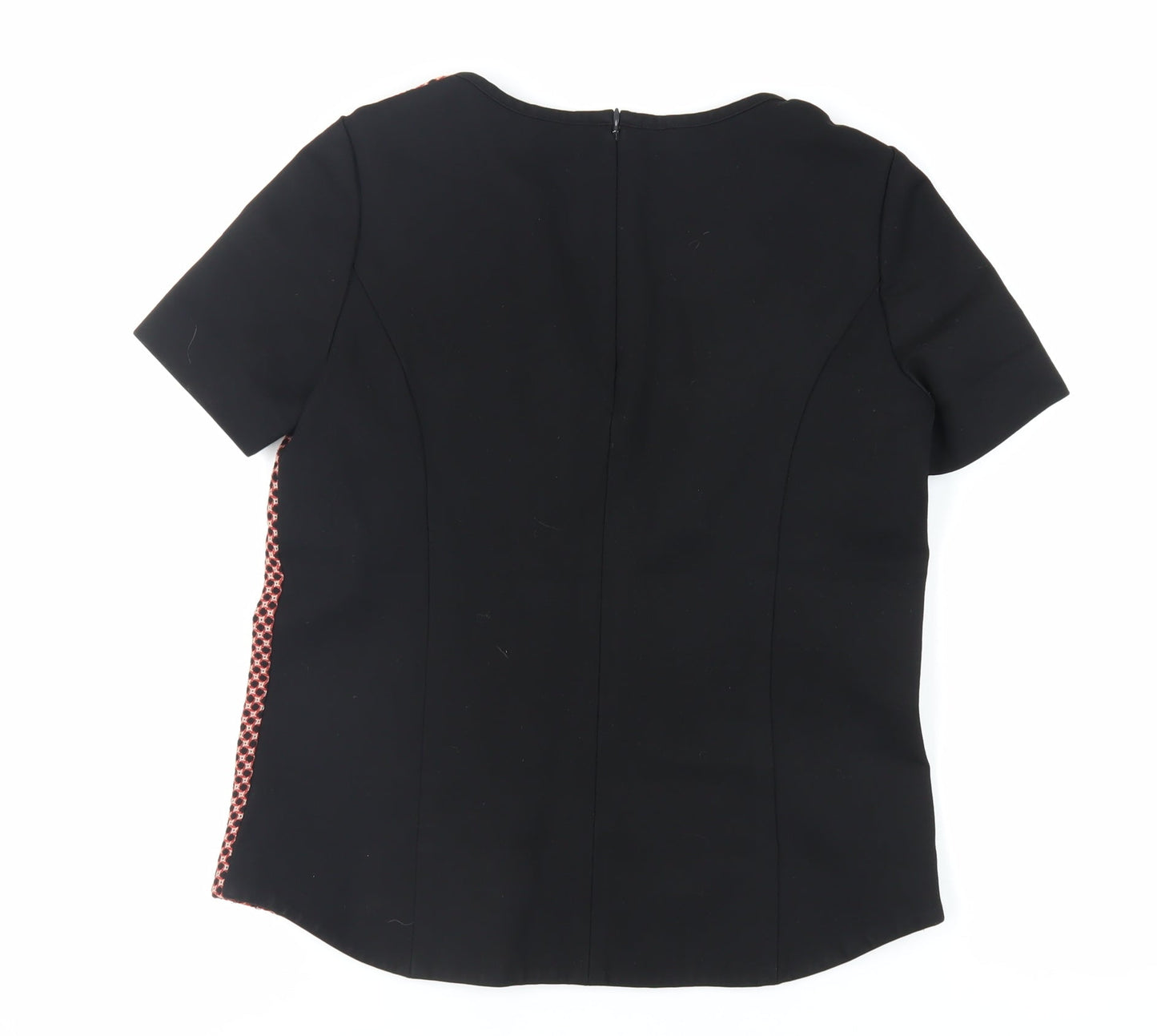 Marks and Spencer Womens Red Geometric Polyester Basic Blouse Size 10 Round Neck