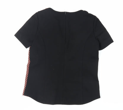 Marks & Spencer Womens Red Geometric Polyester Basic Blouse Size 10 Round Neck