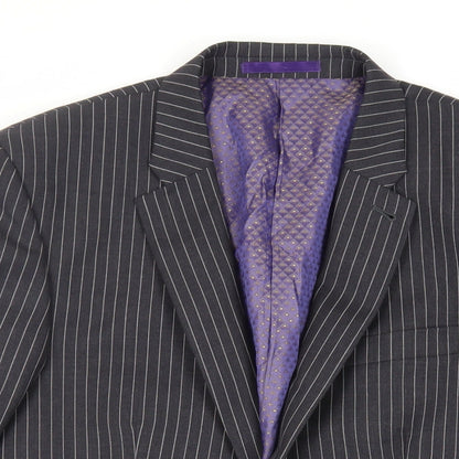 Next Mens Grey Striped Wool Jacket Suit Jacket Size 42 Regular