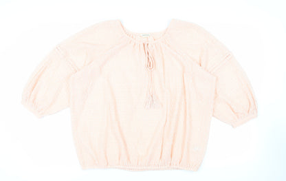 Marks & Spencer Womens Pink Polyester Basic Blouse Size 16 Round Neck - Embroidered