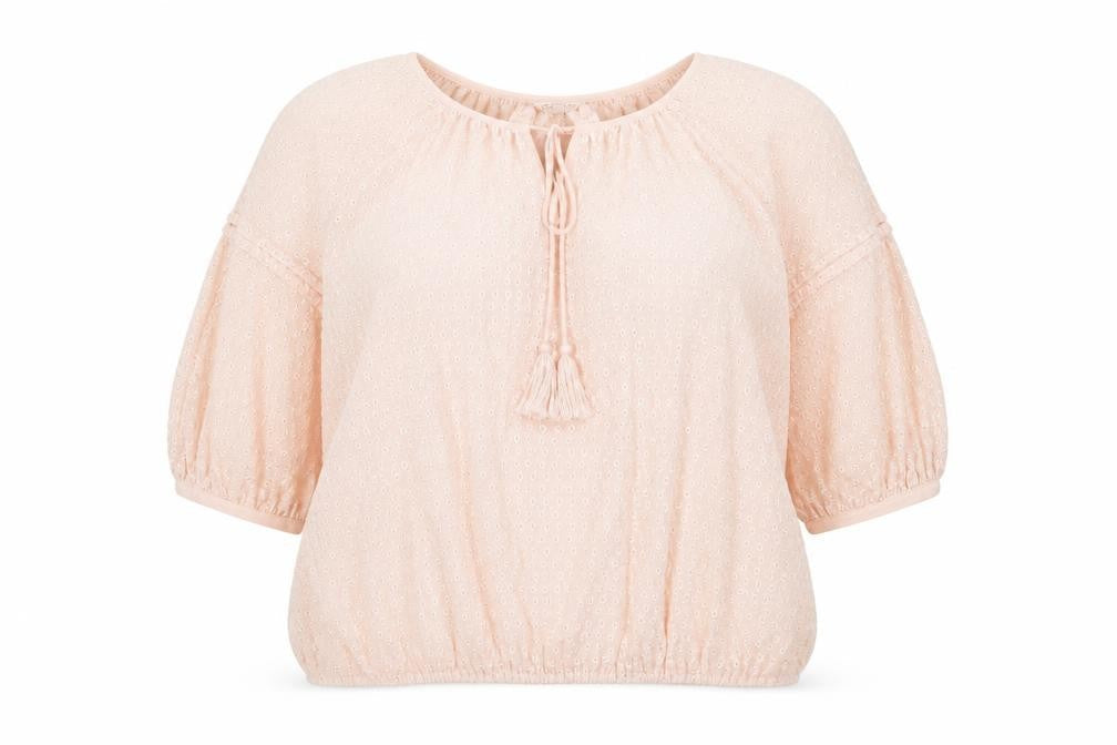 Marks & Spencer Womens Pink Polyester Basic Blouse Size 16 Round Neck - Embroidered