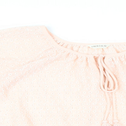 Marks & Spencer Womens Pink Polyester Basic Blouse Size 16 Round Neck - Embroidered