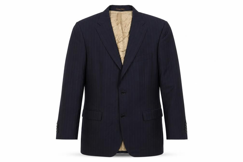 Marks & Spencer Mens Blue Striped Wool Jacket Suit Jacket Size 42 Regular