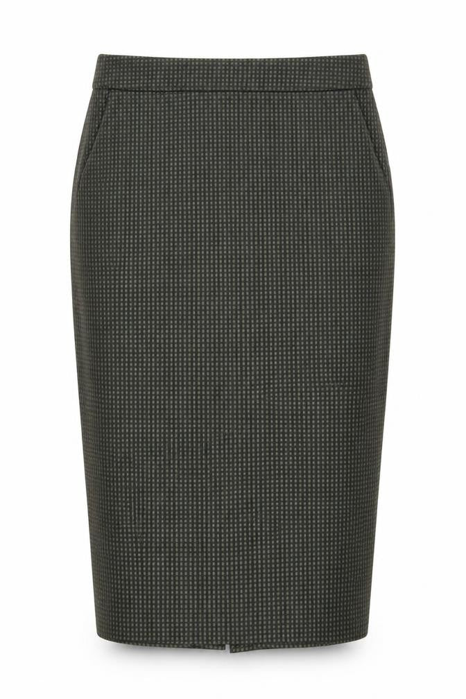 NEXT Womens Green Geometric Polyester Straight & Pencil Skirt Size 8 Zip - Pockets