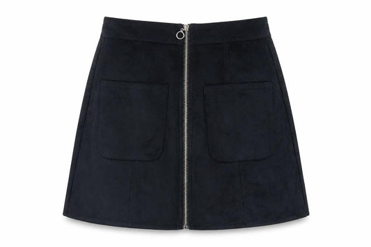 Select Womens Black Polyester Mini Skirt Size 6 Zip - Pockets