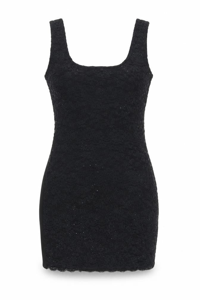 New Look Womens Black Viscose Bodycon Size 12 Scoop Neck Pullover - Lace Front