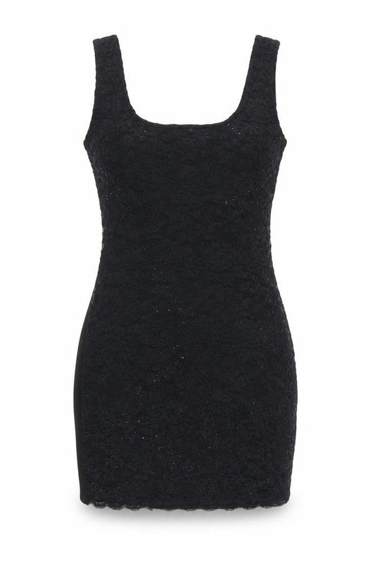 New Look Womens Black Viscose Bodycon Size 12 Scoop Neck Pullover - Lace Front