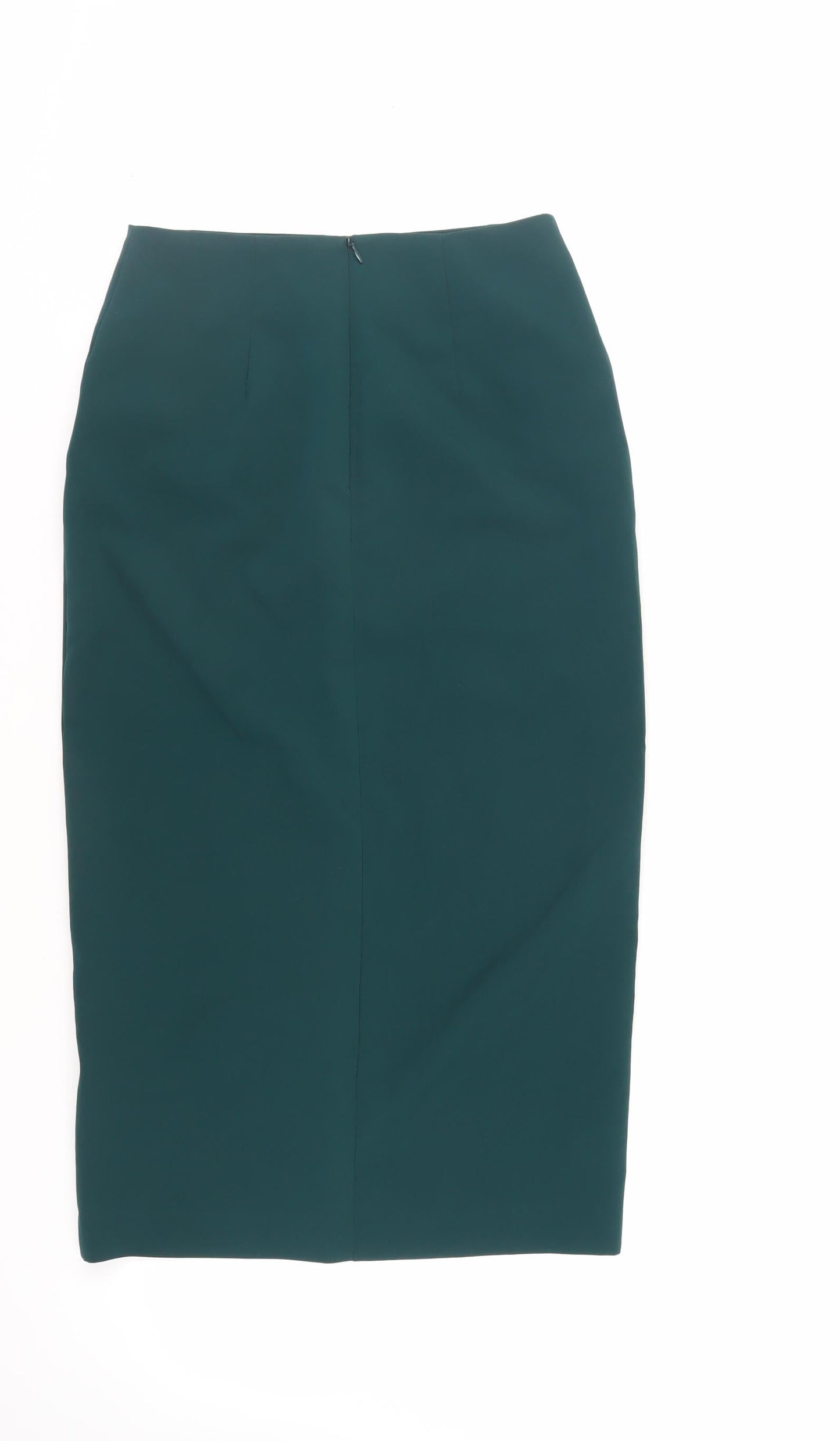 Warehouse Womens Green Polyester Straight & Pencil Skirt Size 8 Zip - Pockets