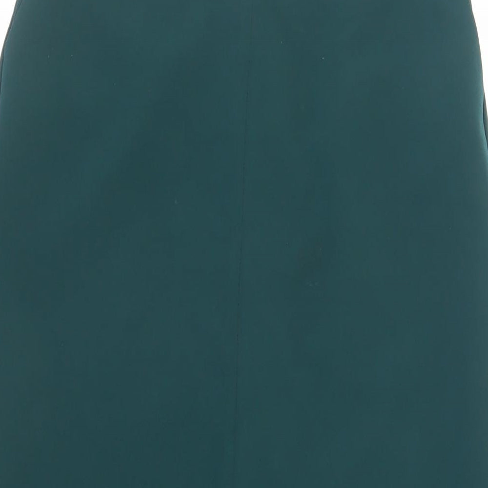Warehouse Womens Green Polyester Straight & Pencil Skirt Size 8 Zip - Pockets
