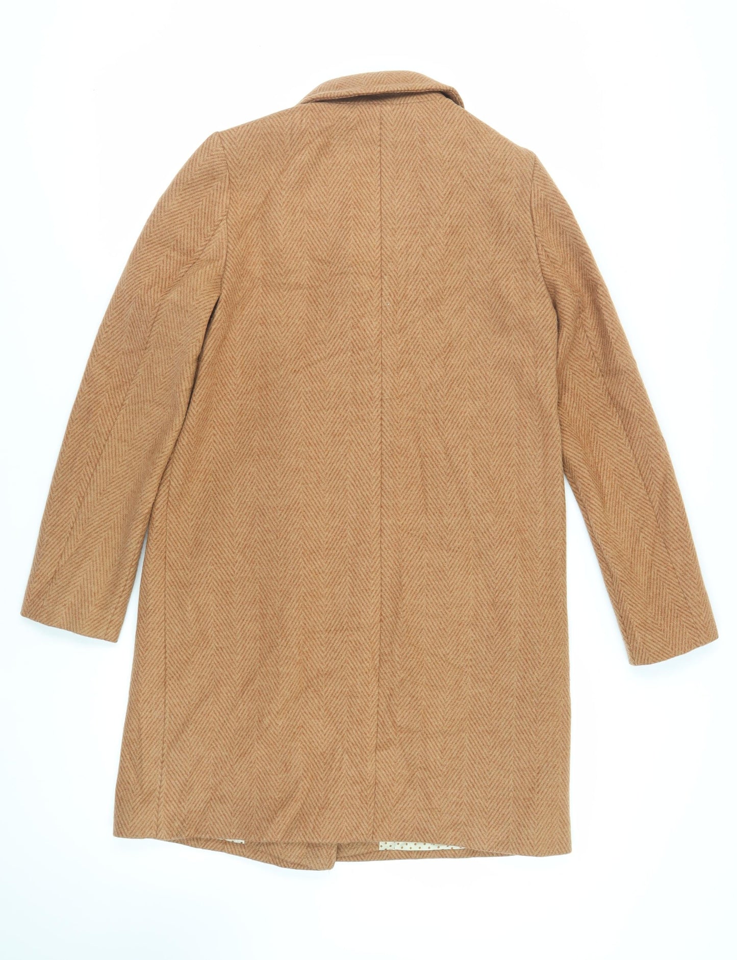 NEXT Womens Brown Herringbone Overcoat Coat Size 10 Button