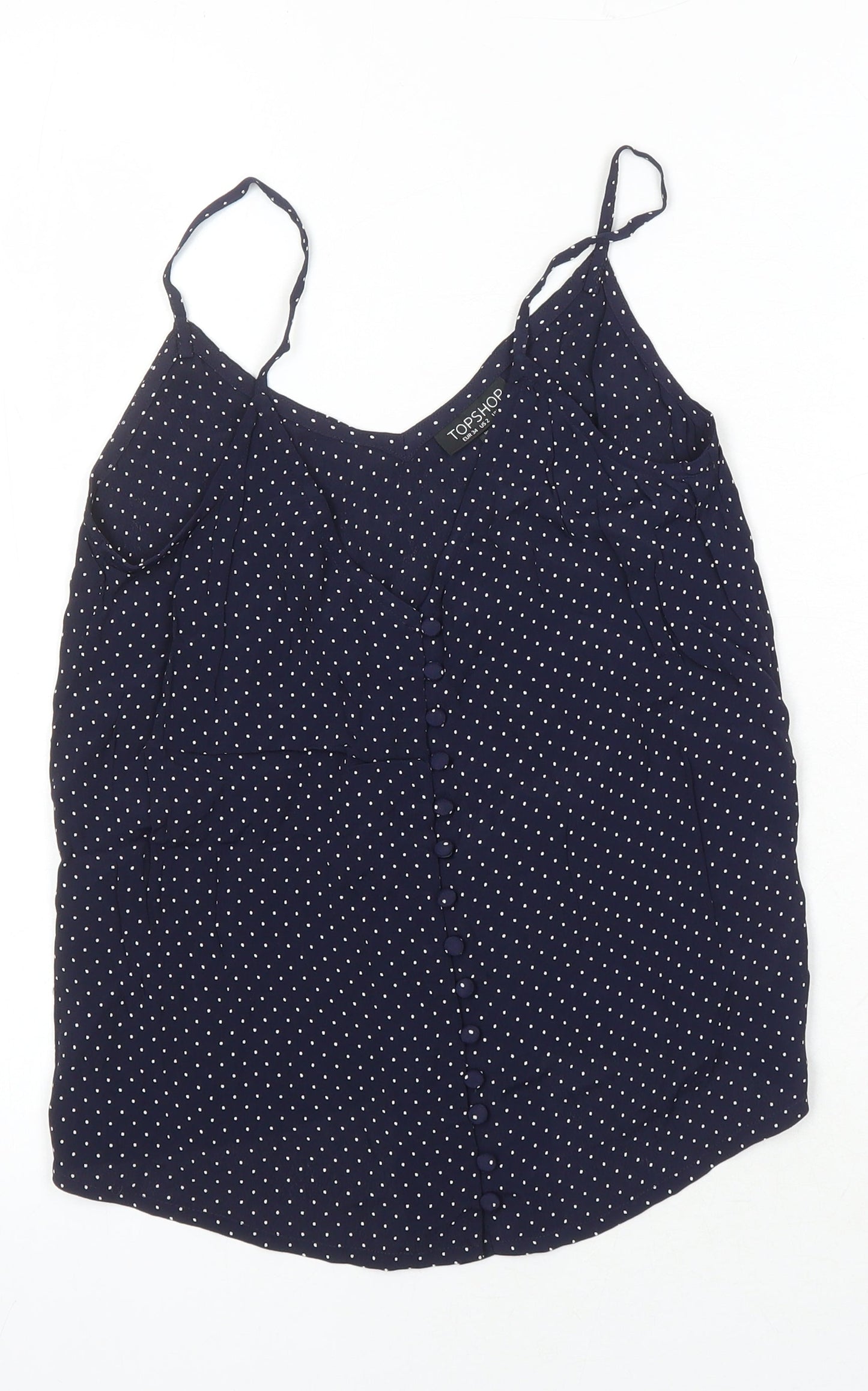 Topshop Womens Multicoloured Polka Dot Viscose Camisole Blouse Size 6 V-Neck