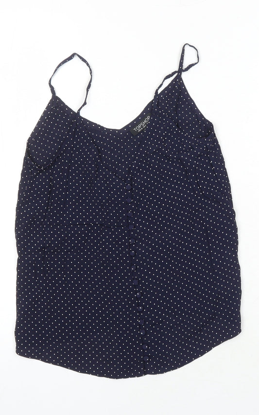 Topshop Womens Multicoloured Polka Dot Viscose Camisole Blouse Size 6 V-Neck