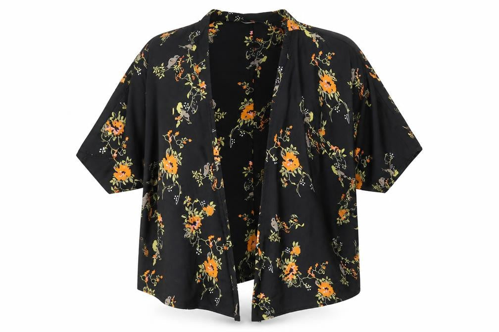 My X Side Womens Multicoloured Floral Polyester Kimono Blouse Size S V-Neck