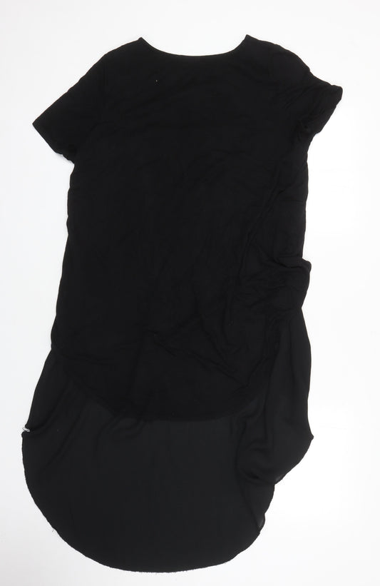 Originals 1974 Womens Black Polyester Tunic T-Shirt Size S Round Neck - rounded hem with longer back