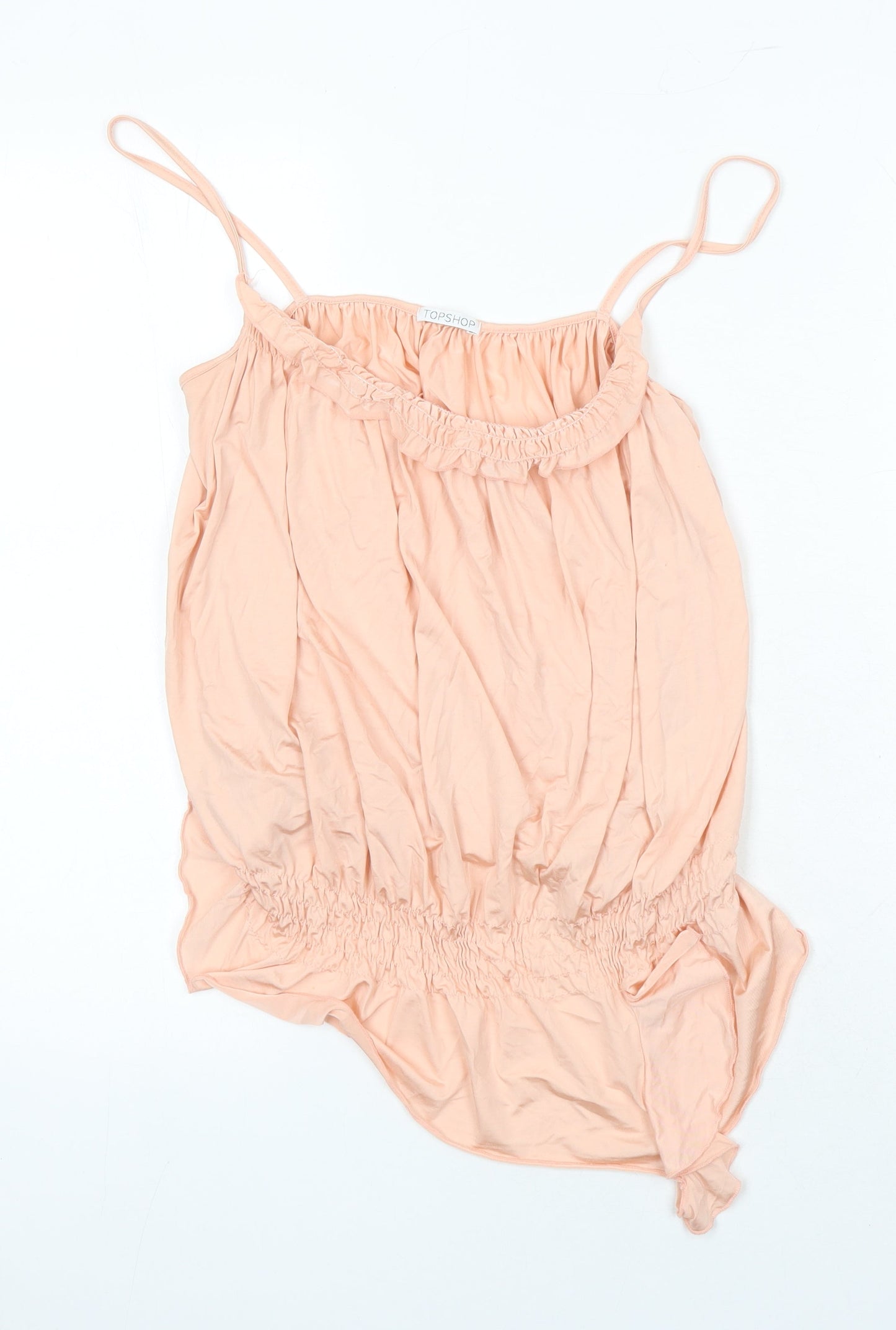 Topshop Womens Orange Polyimide Camisole Blouse Size 10 Square Neck - Asymmetrical hemline